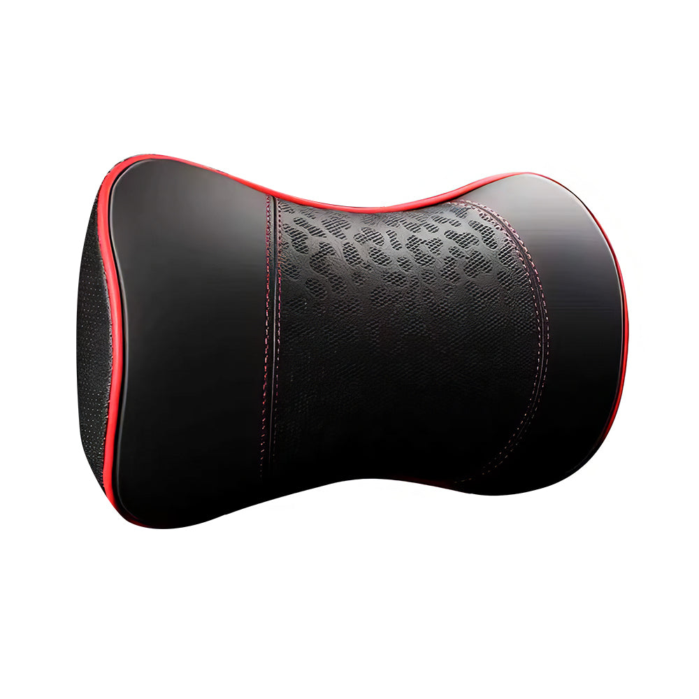 2-Pack Leather Car Neck Pillows, Memory Foam Cervical Support, Red