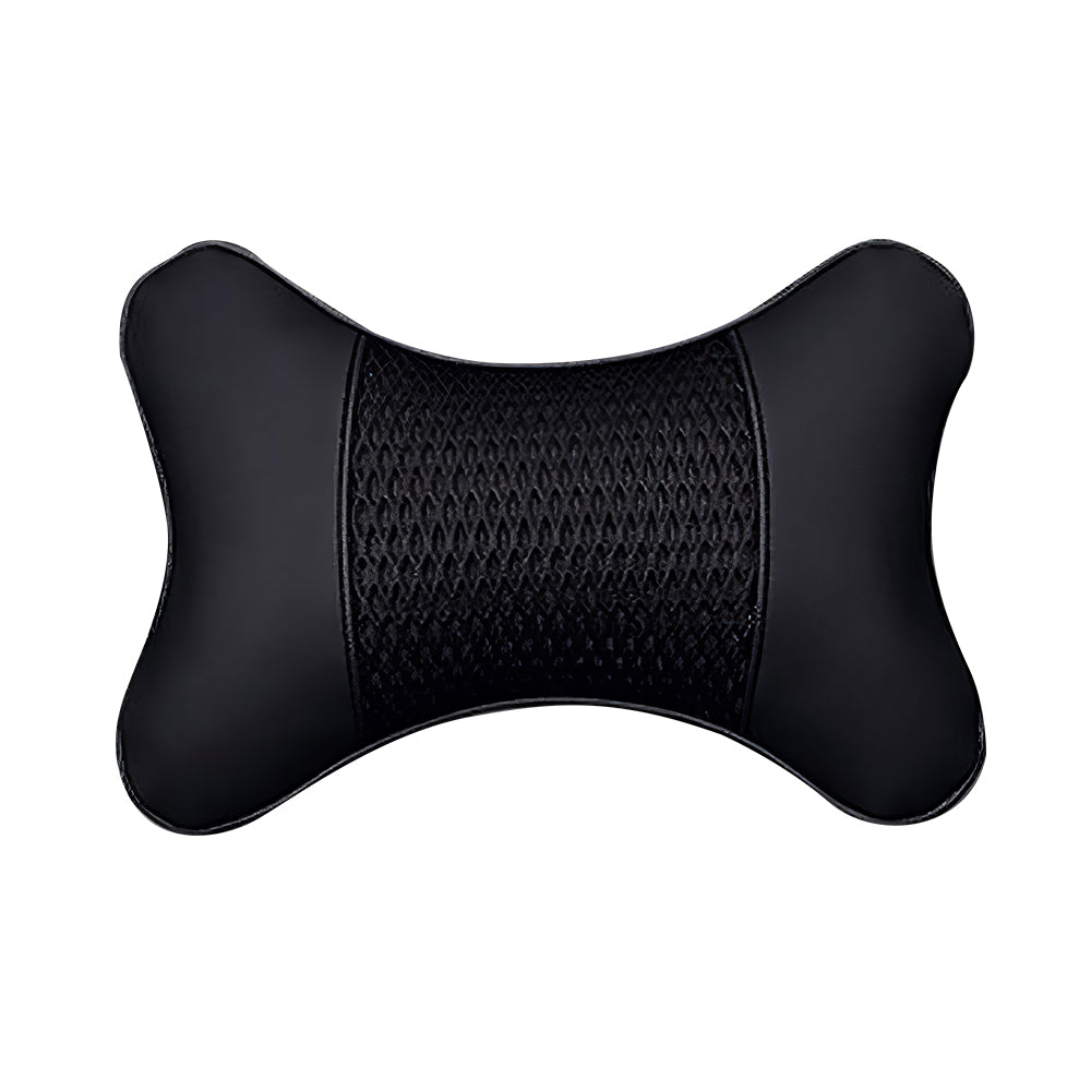 2-Pack Car Neck Pillow PU Leather, Adjustable Headrest Support, Black