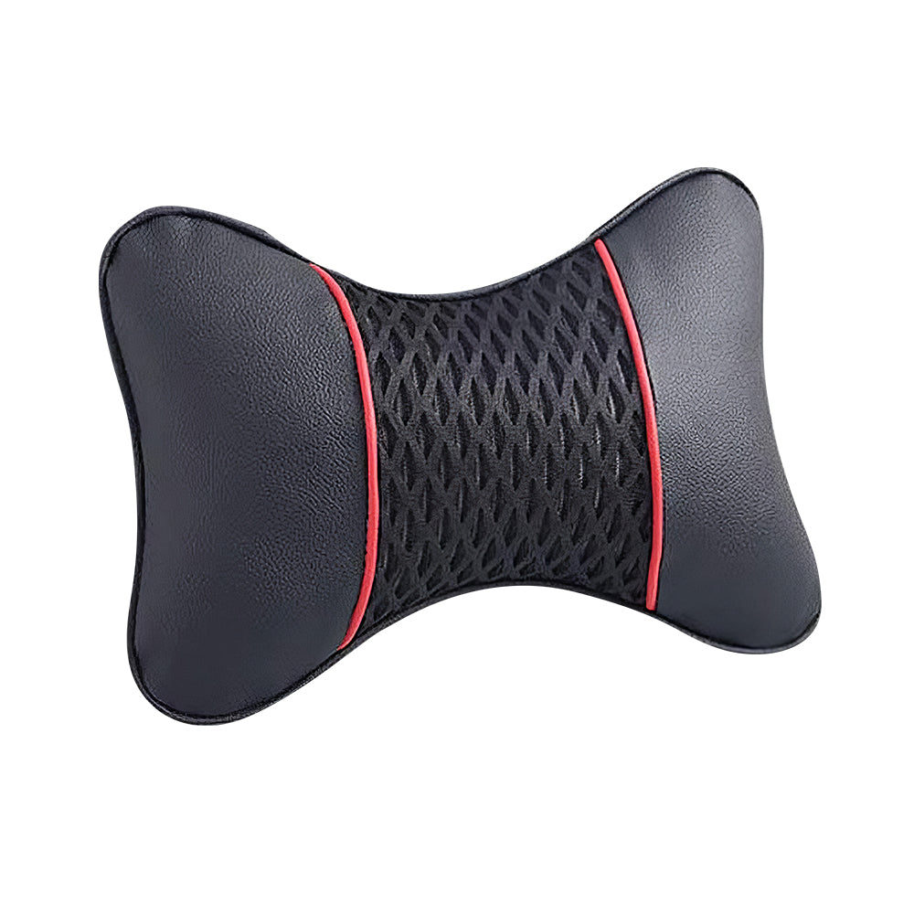 2-Pack Car Neck Pillow PU Leather, Adjustable Headrest Support, Black