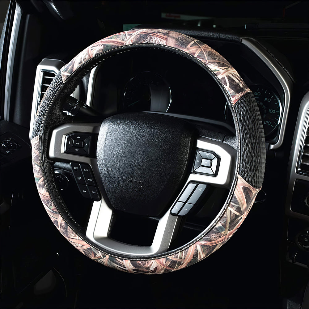 Mossy Oak Shadow Grass Steering Wheel Cover, Universal 15"-15.5"