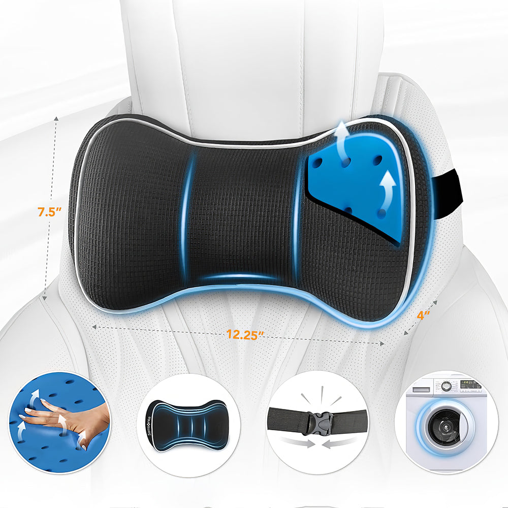 Ergonomic Memory Foam Neck Pillow for Car, Travel & Driving Comfort
