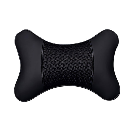 2-Pack Car Neck Pillow PU Leather, Adjustable Headrest Support, Black